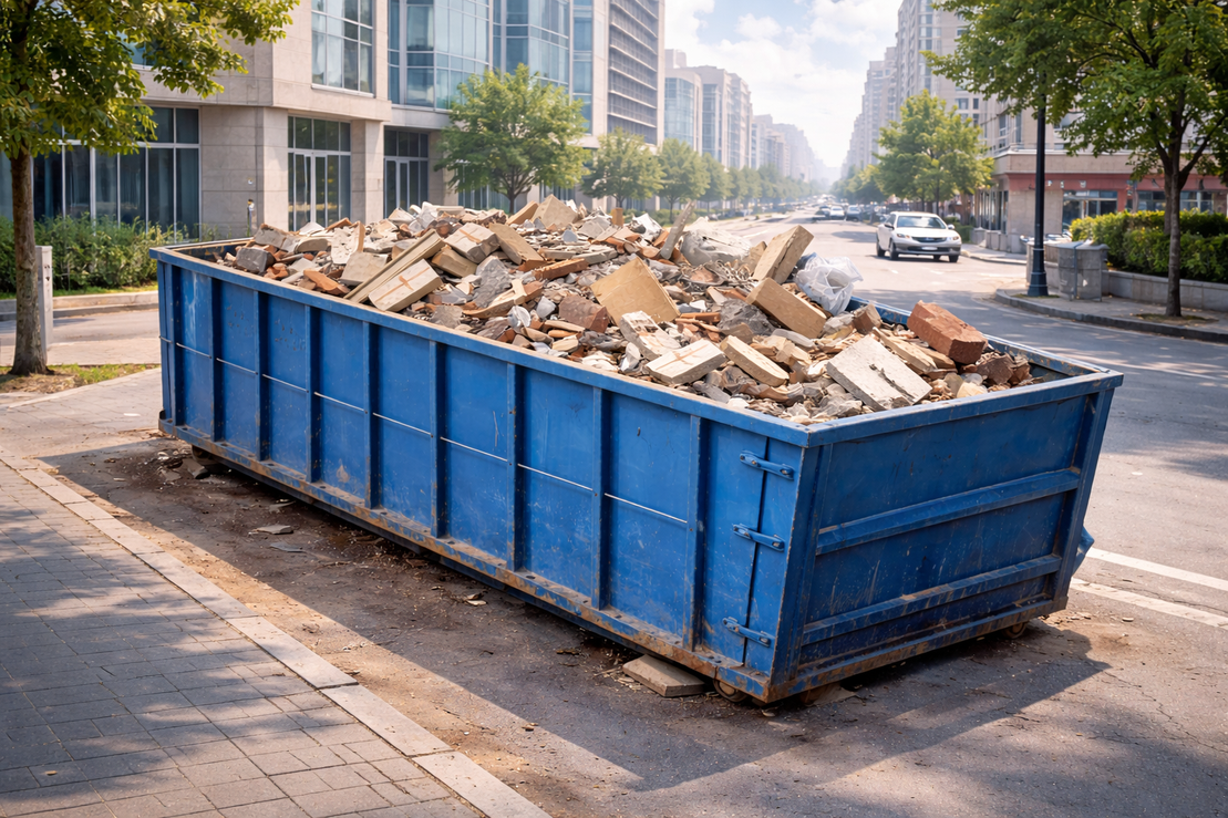 Контейнер для строительного мусора у дома