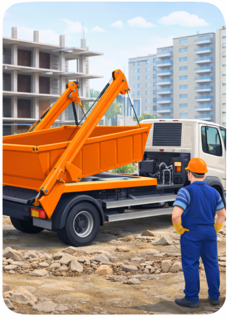 Подача контейнера грузовиком к подъезду