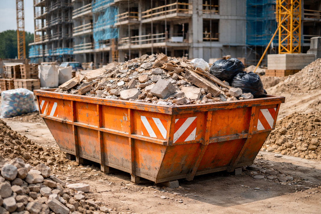 Контейнер StroyBox у строительной площадки